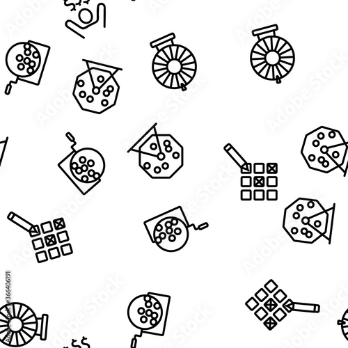 Raffle Gamble Lottery Vector Seamless Pattern Thin Line Illustration