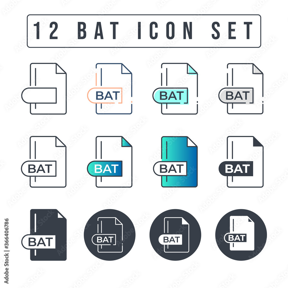BAT File Format Icon Set. 12 BAT icon set.