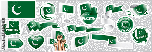 Vector set of the national flag of Pakistan in various creative designs
