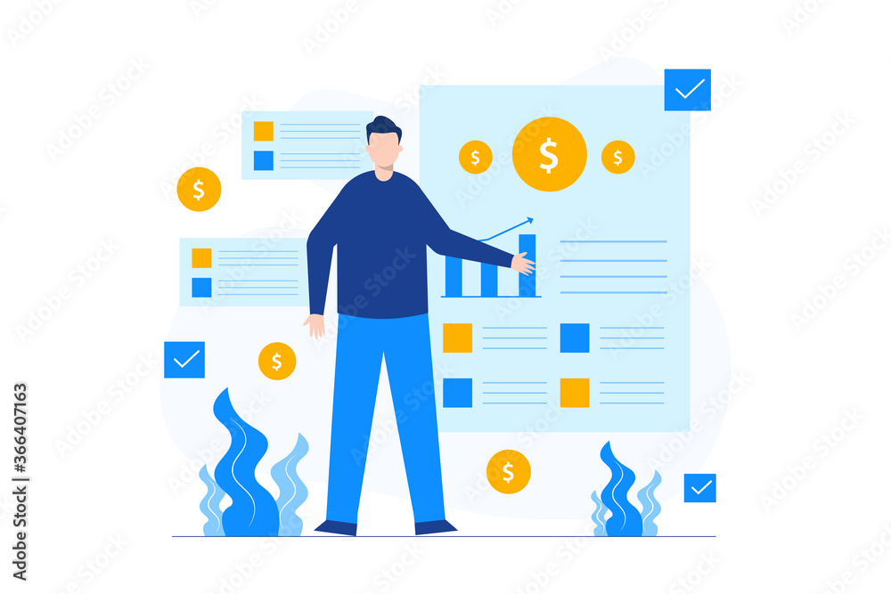 Business graph analysis concept illustration for landing page template. Flat Design Concept. Vector illustration flat design style. vector illustration eps10. Business graph analysis concept illustration for landing page template. Flat Design Concept. Vector illustration flat design style. vector illustration eps10.