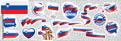 Vector set of the national flag of Slovenia in various creative designs
