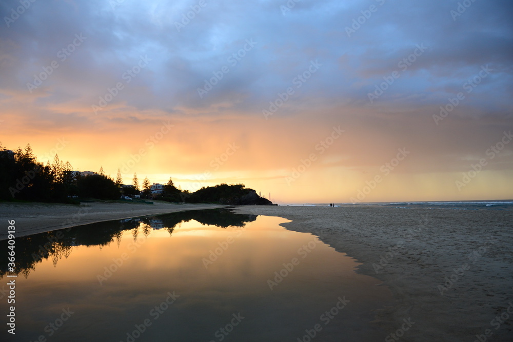 Sunset at Burleigh Beach, Gold Coast, Australia