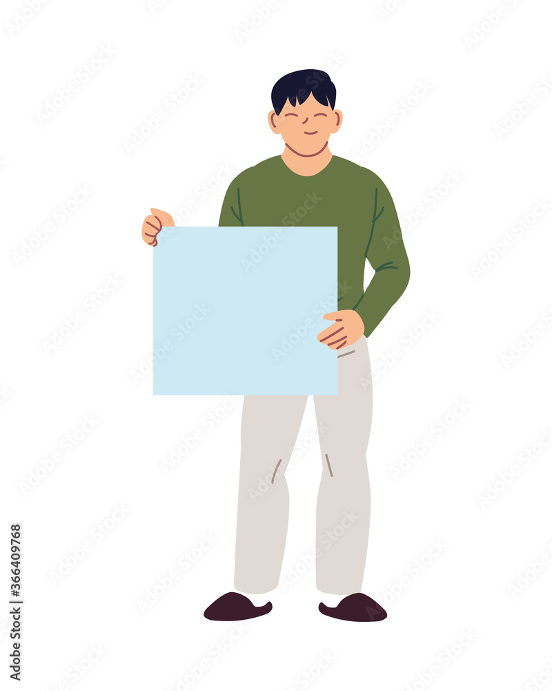 Man cartoon holding banner board vector design Man cartoon holding banner board vector design