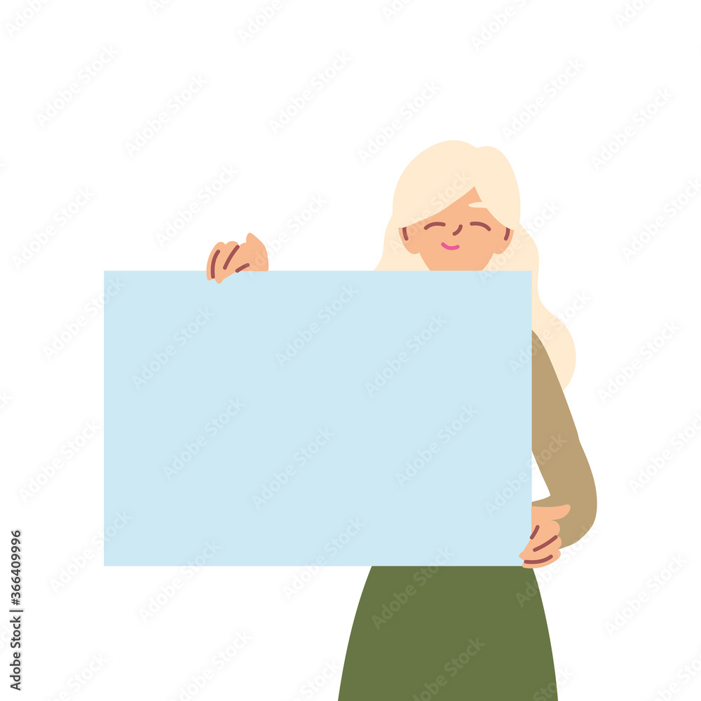 Woman cartoon holding banner board vector design Woman cartoon holding banner board vector design