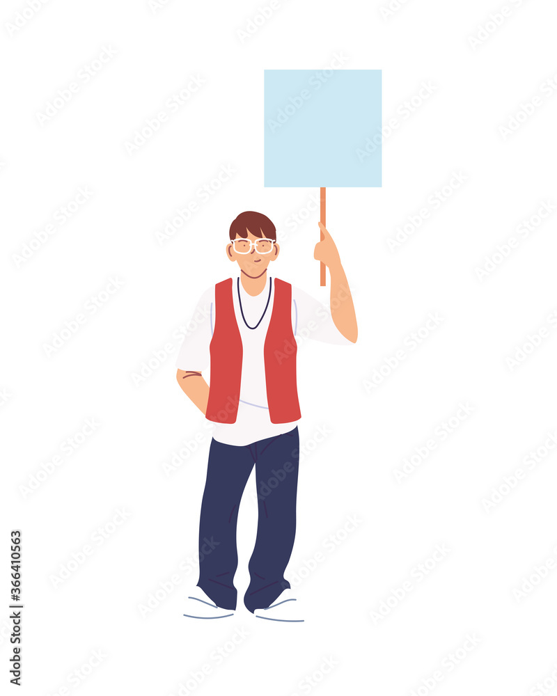 Man cartoon holding banner board vector design Man cartoon holding banner board vector design
