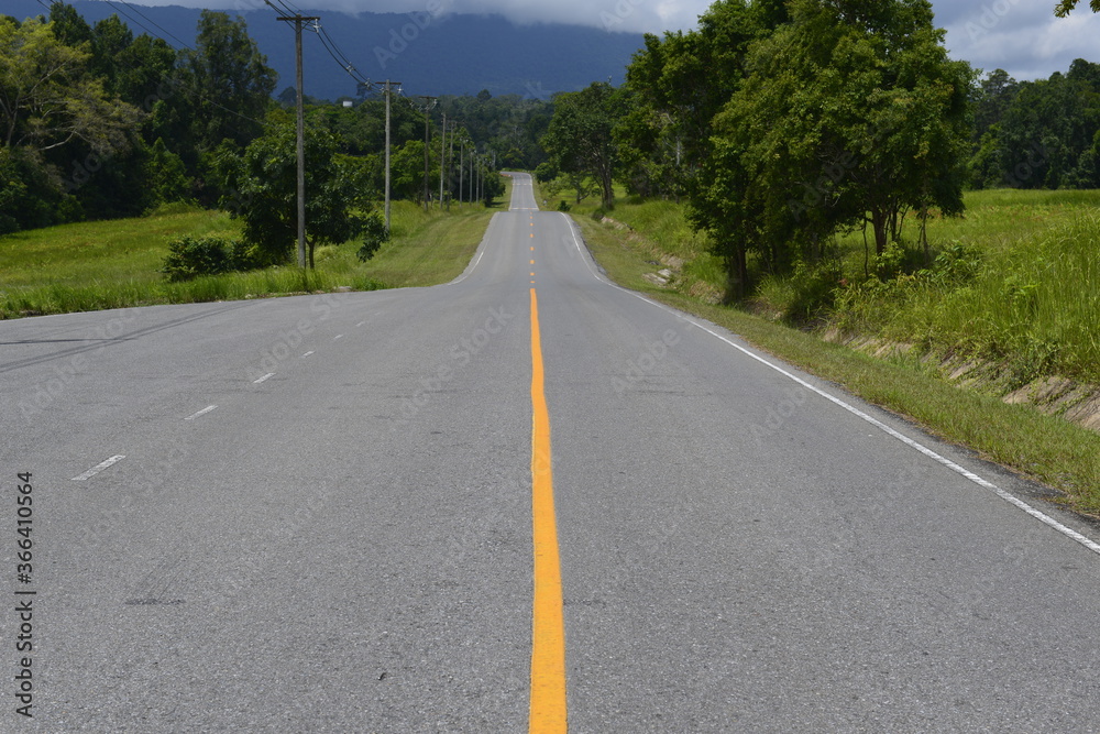 Road in National park with forest and mountain, Khao Yai national park, Thailand Road in National park with forest and mountain, Khao Yai national park, Thailand
