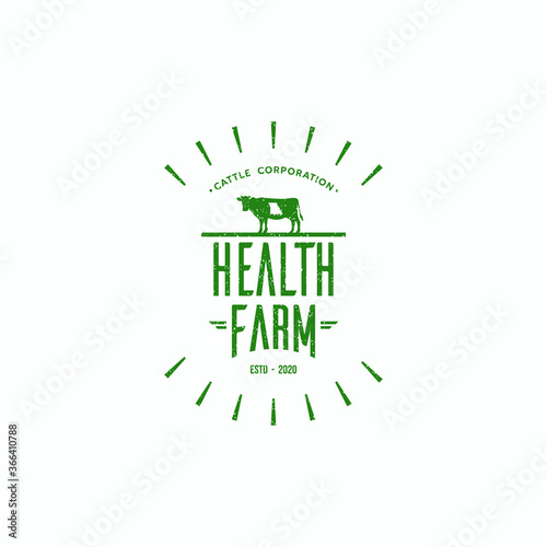 illustration vector graphic of badge, emblem mark style for cattle farm logo design