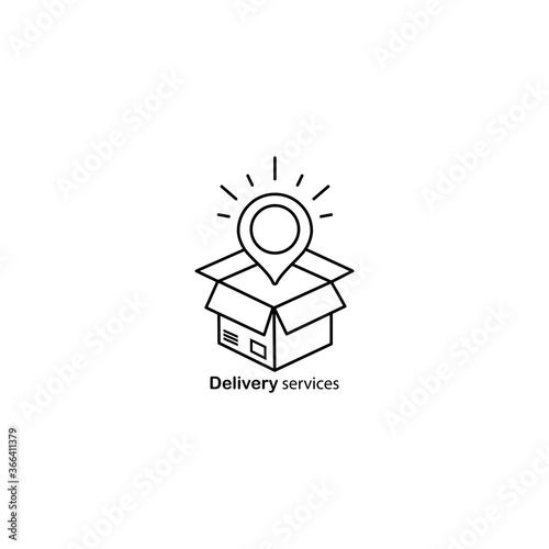 Delivery services, opened box, relocation concept, cargo shipment icon. Vector on isolated white background. EPS 10.