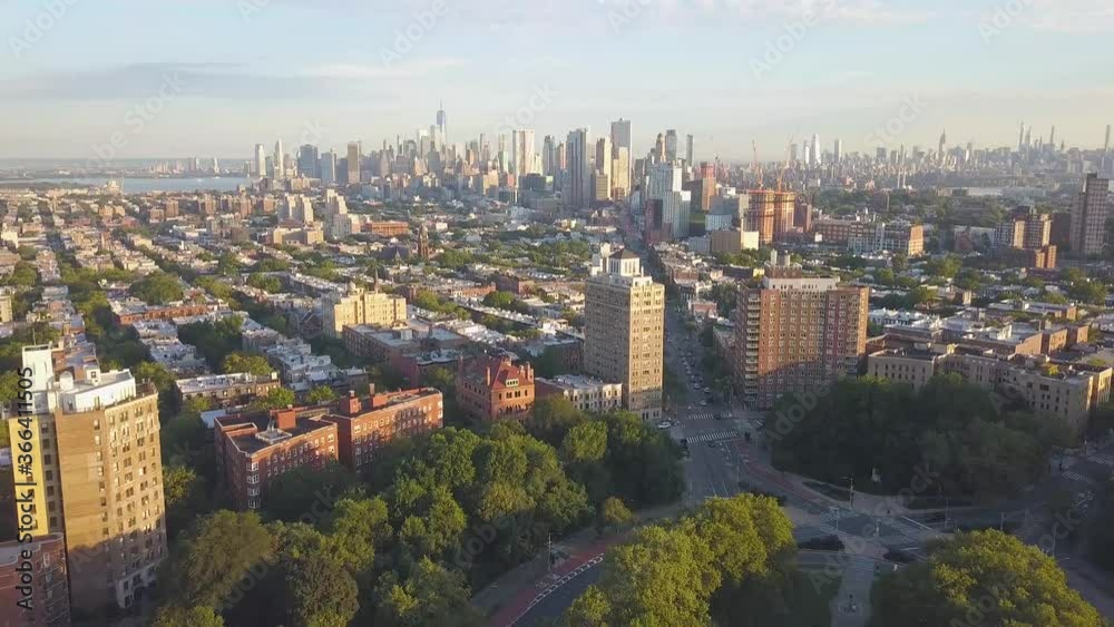 Aerial view of Grand Army Plaza in Brooklyn New York at sunrise Aerial view of Grand Army Plaza in Brooklyn New York at sunrise
