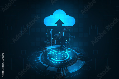 Cloud interface that shows data uploading to the internet.