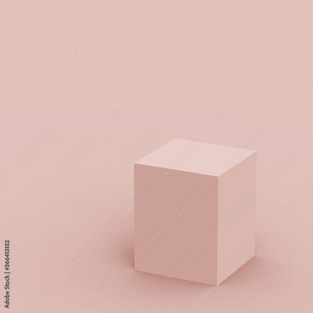 3d dusty pink cube and box podium minimal scene studio background. Abstract 3d geometric shape object illustration render. Natural color tones.