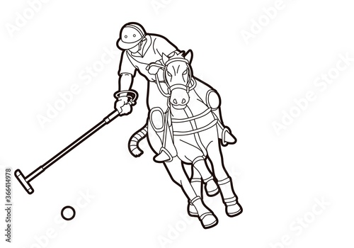 Polo Horse players sport cartoon graphic vector