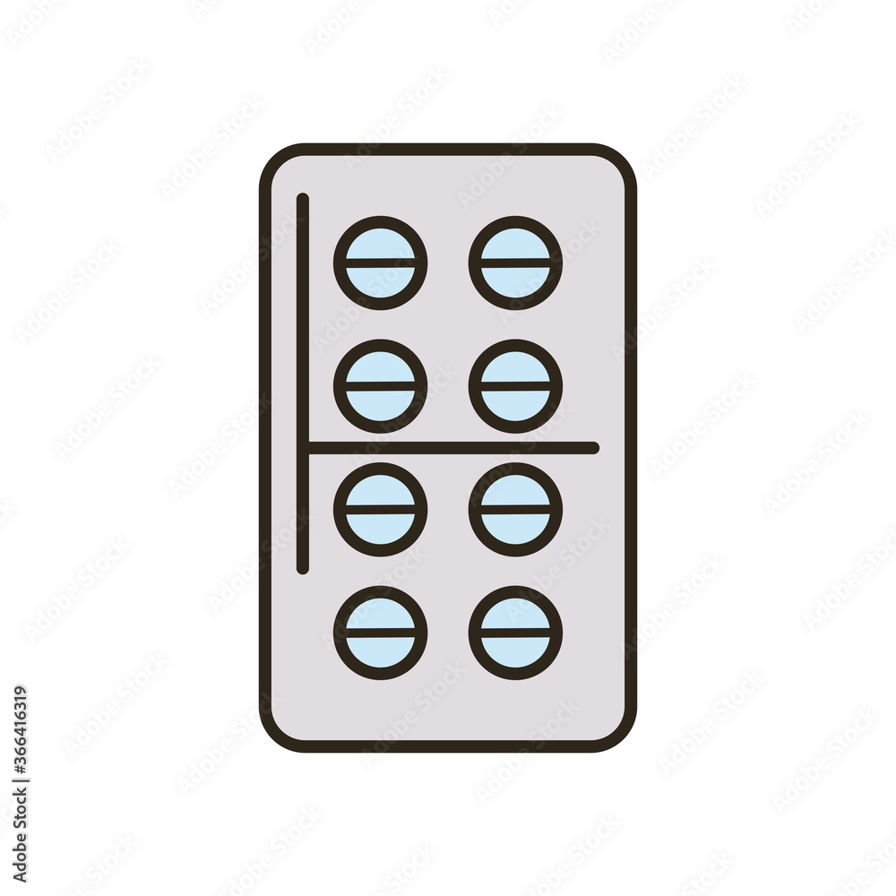 Medical pills line and fill style icon vector design Medical pills line and fill style icon vector design