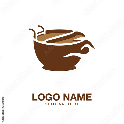 Logo coffee pool flat modern design