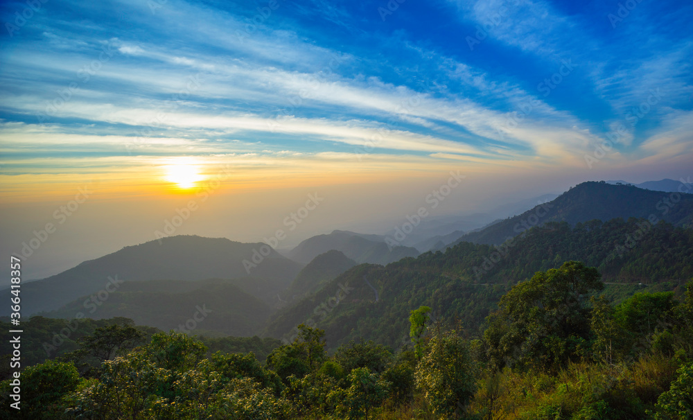  natural beauty of the hill at sunrise Doi Ang Khang mountains Chiang Mai Thailand