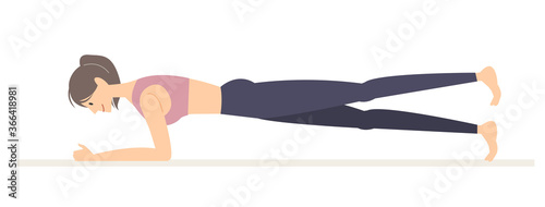 プランクをする女性のイラスト　プランクの正しいやり方　プランクの正しい姿勢