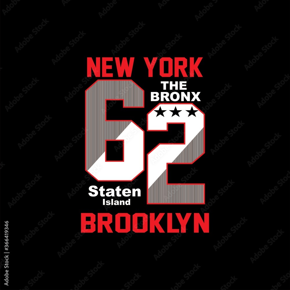 Brooklyn, The Bronx, New York Typography t shirt design graphic vector illustration