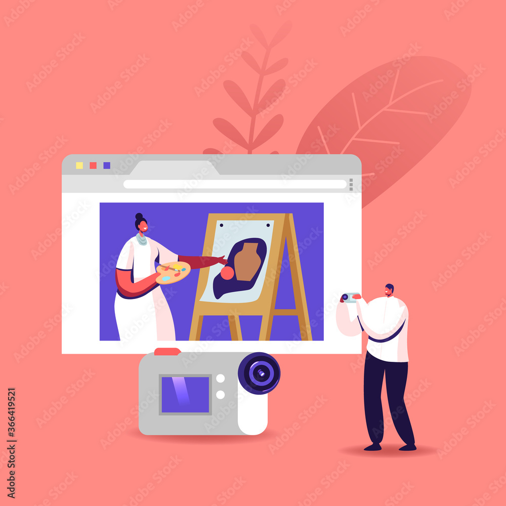 Drawing Video Course, Art Class Hobby. Man Watching Virtual Lesson of ...