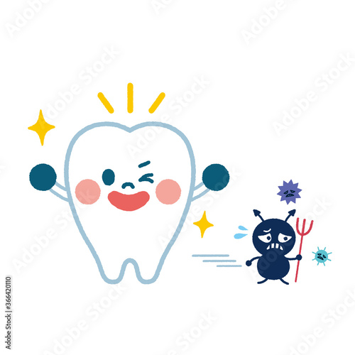 虫歯を撃退する歯のイラスト
