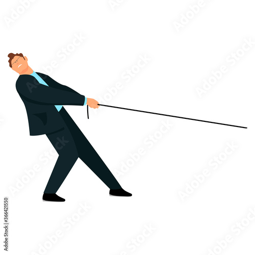 the man pulls the rope. the businessman pulls the rope. vector image