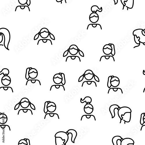 Hair Scrunchies Bands Vector Seamless Pattern Thin Line Illustration