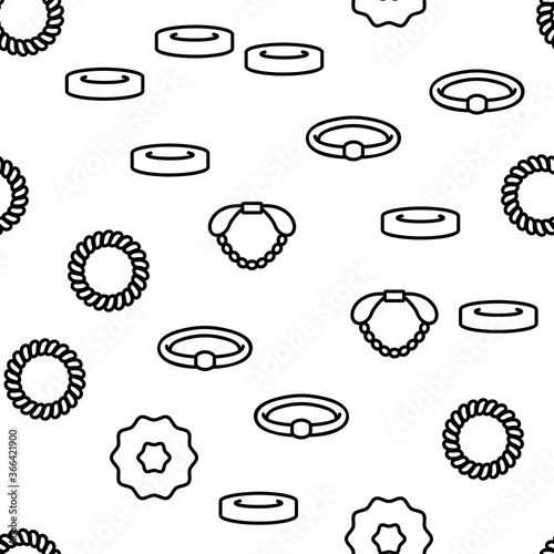 Hair Scrunchies Bands Vector Seamless Pattern Thin Line Illustration