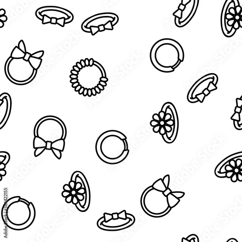 Hair Scrunchies Bands Vector Seamless Pattern Thin Line Illustration