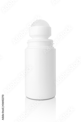 white roll-on bottle for deodorant product design mock-up isolated on white background