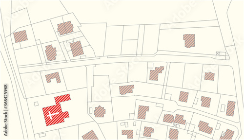 Imaginary vector cadastral map with buildings and streets