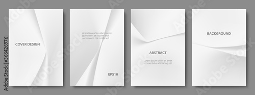 Set of Abstract White Origami Backgrounds. Minimal Cover Design Templates with Copy Space. EPS 10 Vector.