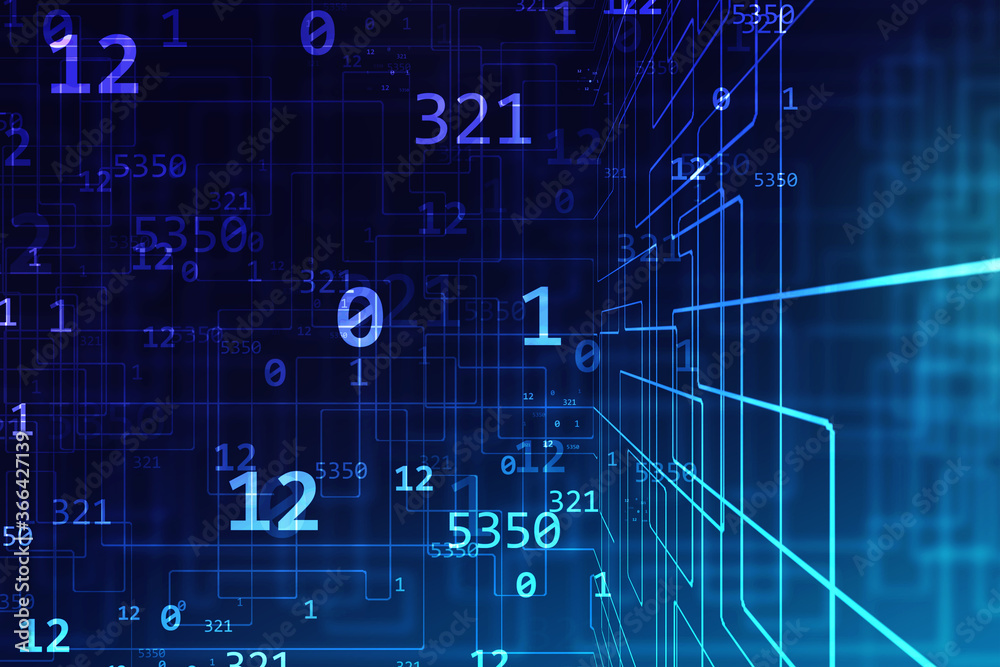 2d illustration abstract digital binary data on computer screen 2d illustration abstract digital binary data on computer screen