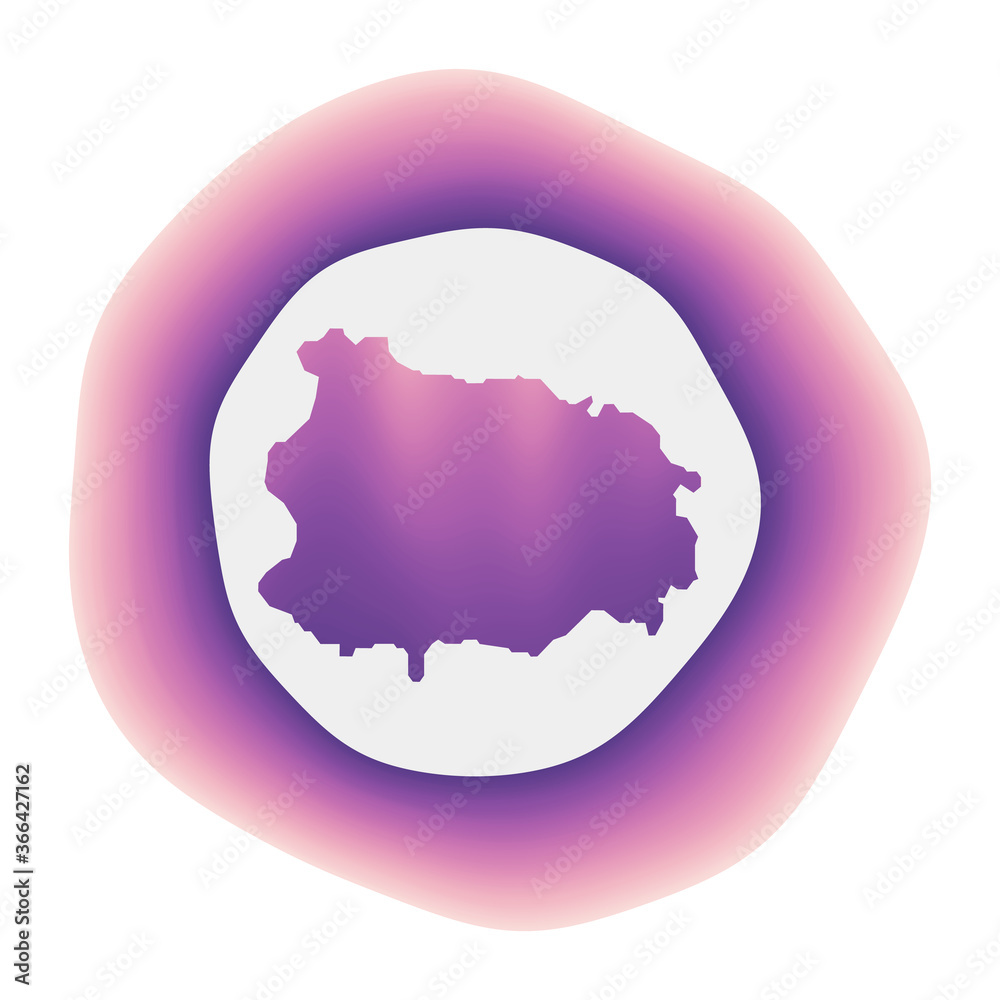 Ischia icon. Colorful gradient logo of the island. Purple red Ischia rounded sign with map for your design. Vector illustration.