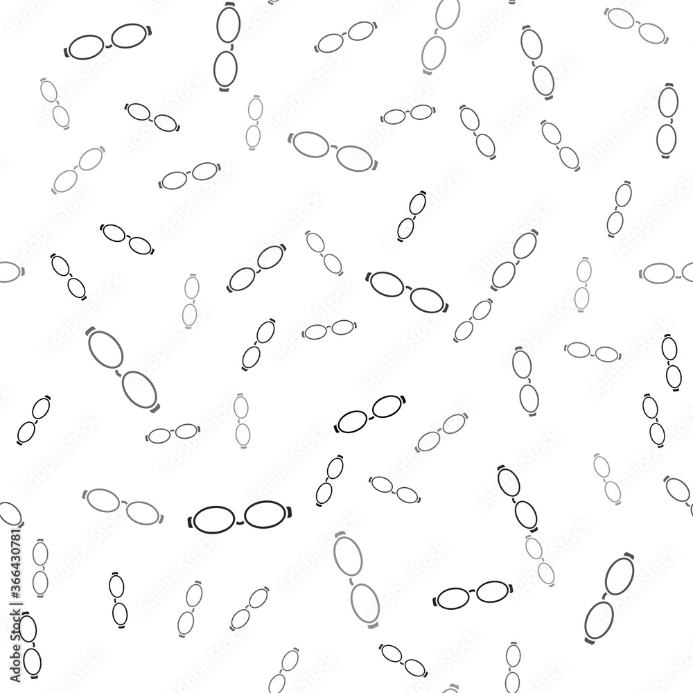 Black Glasses for swimming icon isolated seamless pattern on white background. Goggles sign. Diving underwater equipment. Vector Illustration.