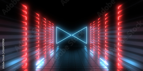 3D abstract background with neon lights. 3d illustration © andrii
