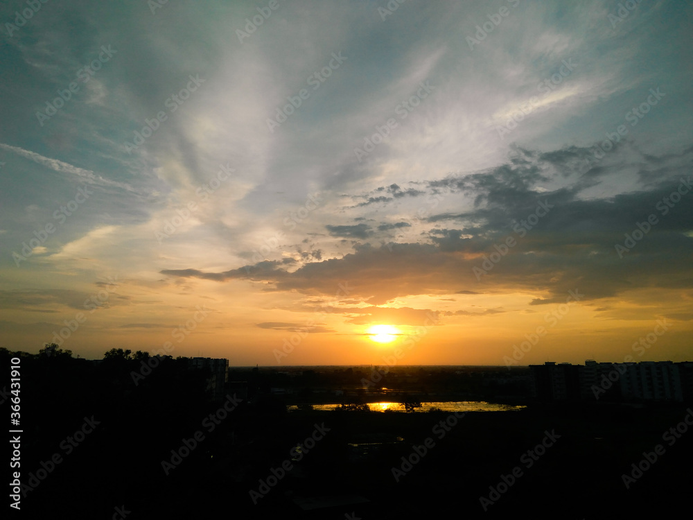 Fototapeta premium sunset over the city