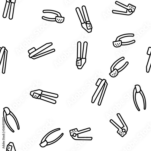 Garlic Press Utensil Vector Seamless Pattern Thin Line Illustration