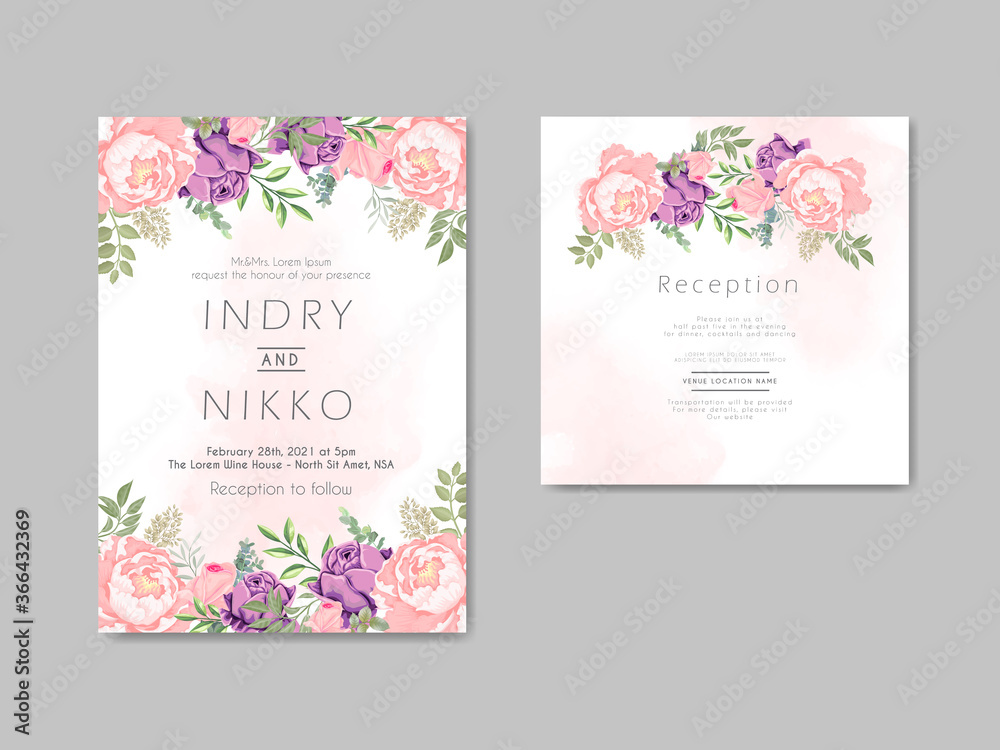 beautiful and elegant wedding invitation card floral concept