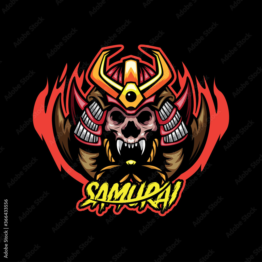 Skull Samurai Mascot Logo Illustration Skull Samurai Mascot Logo Illustration