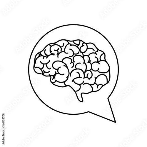 speech bubble with brain icon, line style