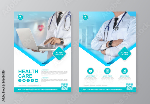 Corporate healthcare and medical cover and back page a4 flyer design template for print