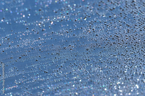 drops of water shine in the sun as a background