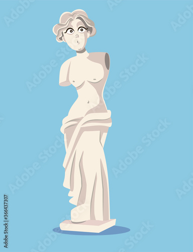 Venus de Milo Statue Vector Cartoon Funny Illustration 