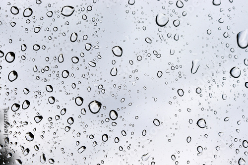 Raindrops on the glass. Rainy weather. Autumn mood.