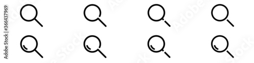 Set of line icons representing search Vector Illustration. Magnifying glass, magnifie and search symbols photo