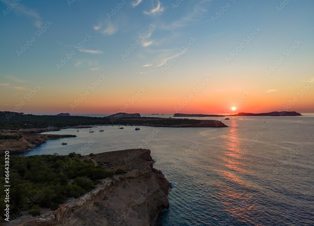 Cala Bassa beach sunset, Ibiza. Spain.