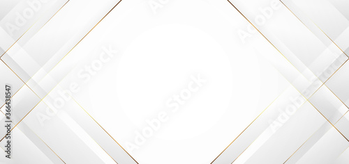Abstract modern white background paper cut style with golden line  Luxury concept. photo