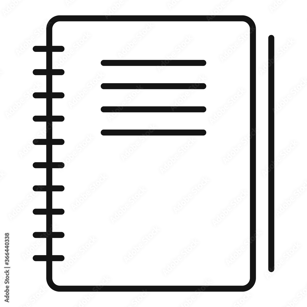 Notebook idea article icon. Outline notebook idea article vector icon for web design isolated on white background Notebook idea article icon. Outline notebook idea article vector icon for web design isolated on white background