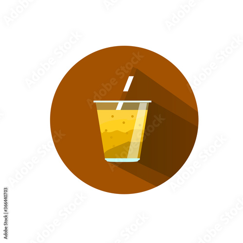 Hand drawn isolated indian food icon. Color fill illustration of indian drink. Mango shake icon. Mango lassi. Mango and the glass.