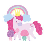 little unicorn cartoon champignons rainbow fantasy magic animal