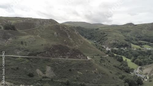 Capelulo Penmaenmawr Welsh mountain coastal valley aerial view north wales fast right orbit photo